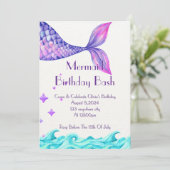 ONDER HET ZEE VERJAARDAGSUITNODIGING VOOR MEISJES KAART (Staand voorkant)