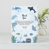 Onder het Zee Verjaardagsuitnodigingen Bedankt Car (Staand voorkant)