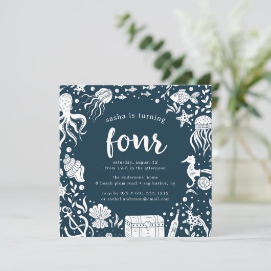 Onder het Zee | Vierde uitnodiging op feestdag (Staand voorkant)