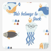 Onder het Zee Vierkante Sticker (Voorkant)