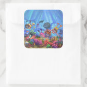 Onder het Zee Vierkante Sticker (Tas)