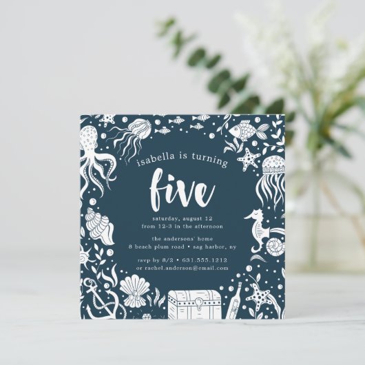 Onder het Zee | Vijfde uitnodiging van de Birthday (Staand voorkant)