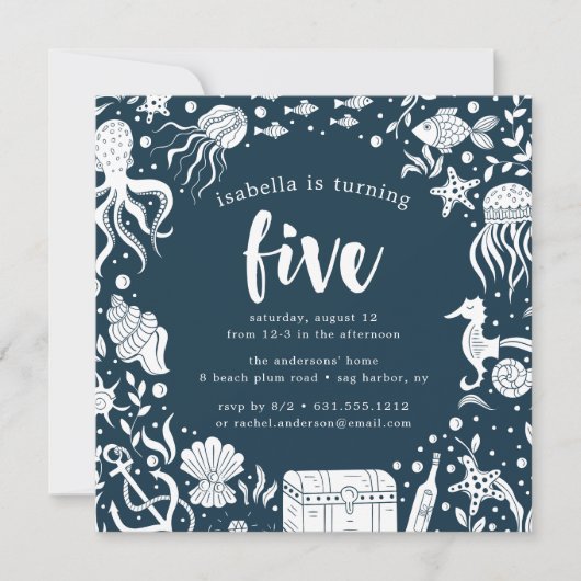 Onder het Zee | Vijfde uitnodiging van de Birthday (Voorkant)