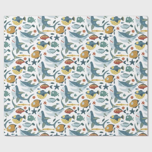 Onder het Zee Vis Haai Oceaan Cadeaupapier (Vlak)