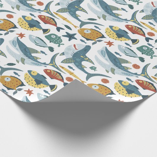 Onder het Zee Vis Haai Oceaan Cadeaupapier (Hoek)