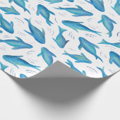 Onder het Zee vispatroon van kinder oceaanhaaien Cadeaupapier (Hoek)