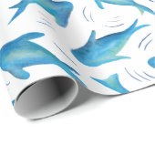 Onder het Zee vispatroon van kinder oceaanhaaien Cadeaupapier (Rol Hoek)