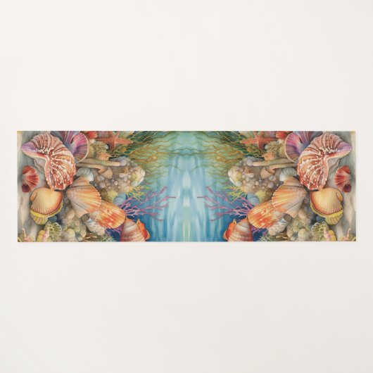 Onder het Zee visschelpen Yogamat (Achterkant (horizontaal))