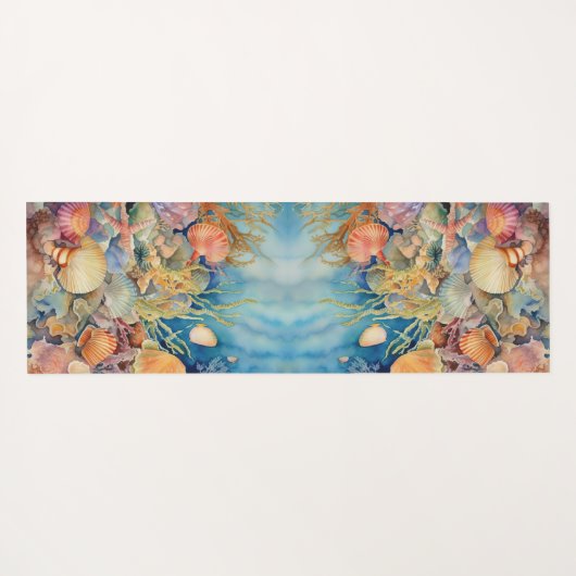 Onder het Zee visschelpen Yogamat (Achterkant (horizontaal))