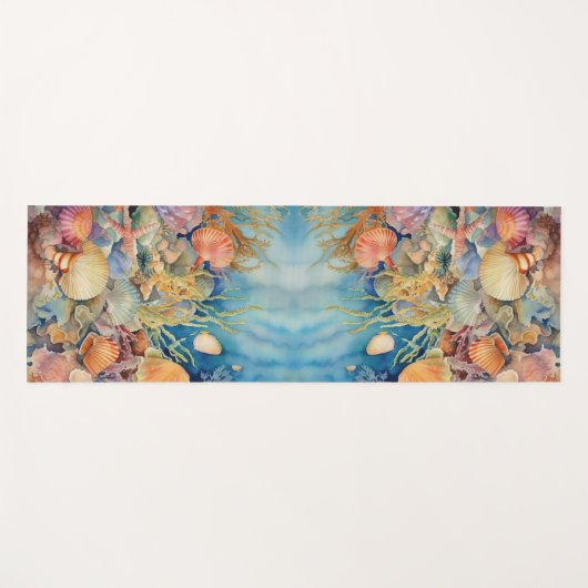 Onder het Zee visschelpen Yogamat (Voorkant (horizontaal))