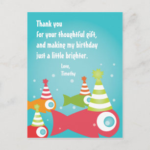 Onder het Zee Vissen Bedankt dat je Kaart post