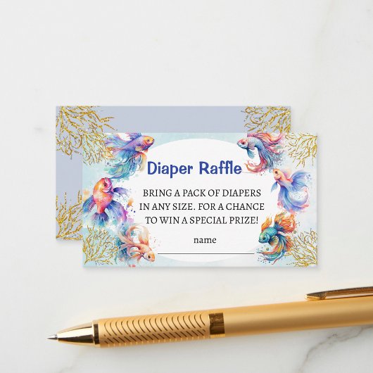 onder het zee vissen Luier Raffle baby shower Informatiekaartje