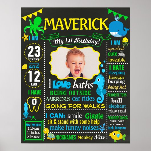 Onder het zee voor de eerste verjaardag van het bo poster (Voorkant)