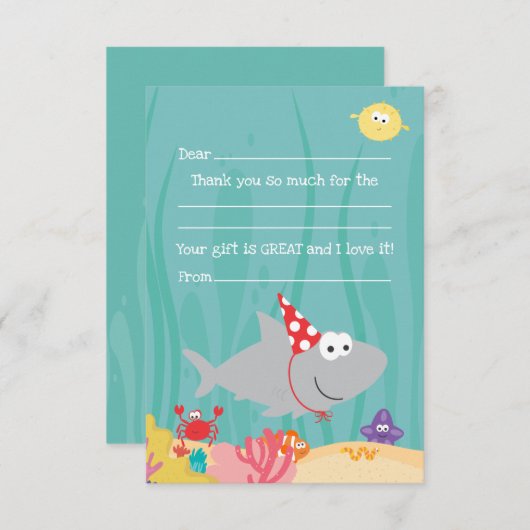 Onder het Zee vul plat bedankje in Bedankkaart (Voorkant / Achterkant)