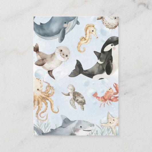 Onder het Zee Walvis Baby shower Luier Raffle Informatiekaartje (Achterkant)