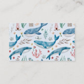 Onder het Zee Walvis Luier Raffle Boy Baby shower Informatiekaartje (Achterkant)