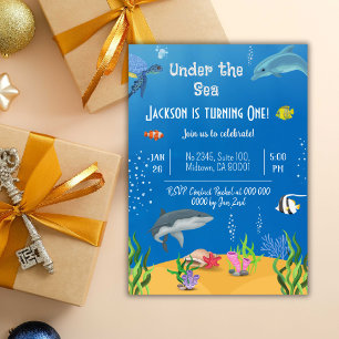 Onder het zee walvis schildpad haai vis 1e verjaar kaart