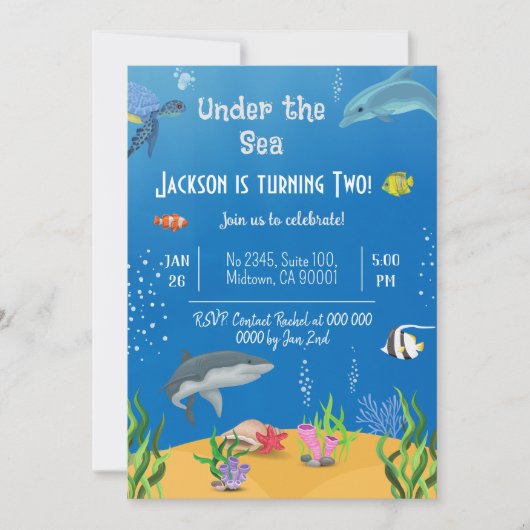 Onder het zee walvis schildpad haai vis 2e verjaar kaart (Voorkant)