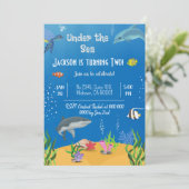 Onder het zee walvis schildpad haai vis 2e verjaar kaart (Staand voorkant)