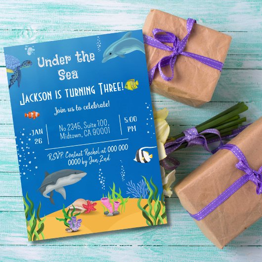 Onder het zee walvis schildpad haai vis 3e verjaar kaart