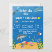 Onder het zee walvis schildpad haai vis 4e verjaar kaart (Voorkant)