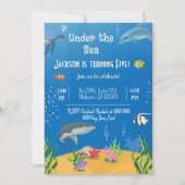 Onder het zee walvis schildpad haai vis 5e verjaar kaart (Voorkant)