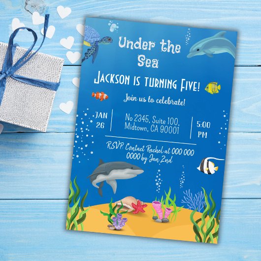 Onder het zee walvis schildpad haai vis 5e verjaar kaart