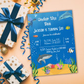 Onder het zee walvis schildpad haai vis 6e verjaar kaart