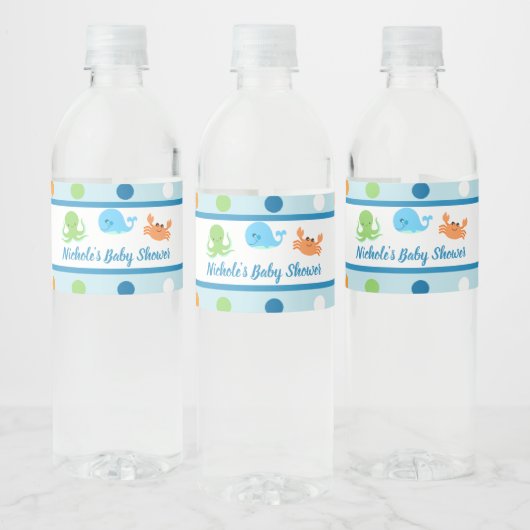 Onder het Zee / walvis waterlabel Waterfles Etiket (Flessen)