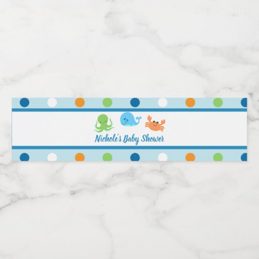 Onder het Zee / walvis waterlabel Waterfles Etiket (Enkel label)