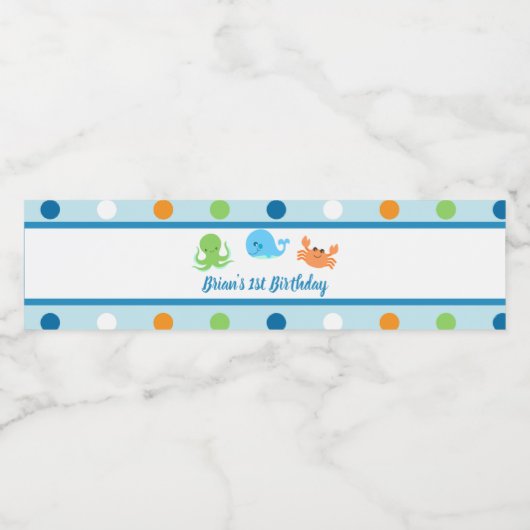 Onder het Zee / walvis waterlabel Waterfles Etiket (Enkel label)