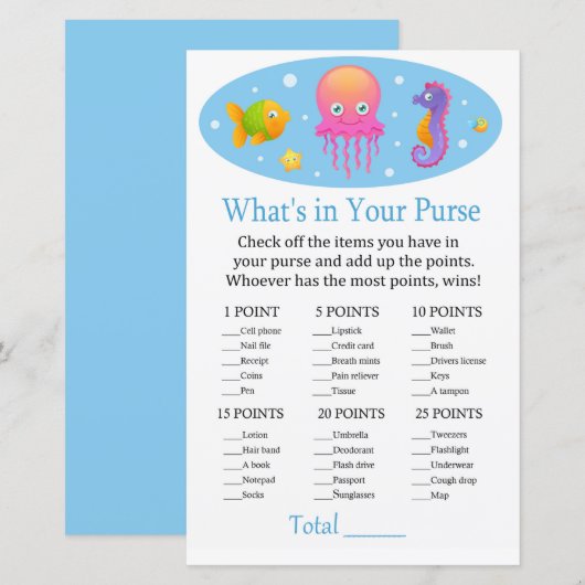 Onder het zee Wat zit er in je handtas-baby-schoen (Voorkant / Achterkant)