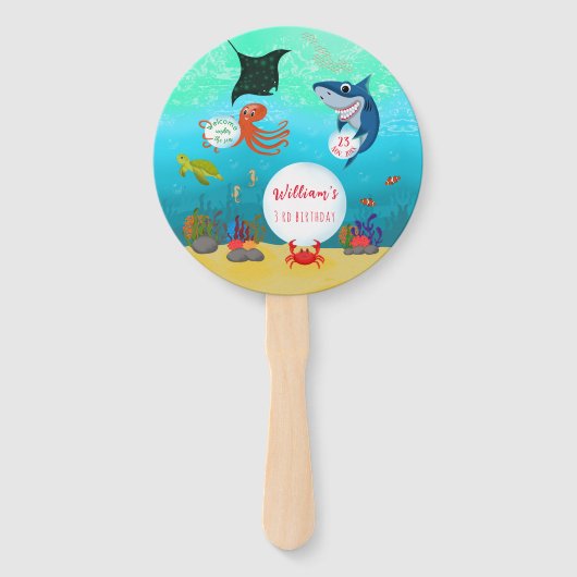 Onder het Zee water bubbel oceaan dieren Handwaaier (Voorkant)