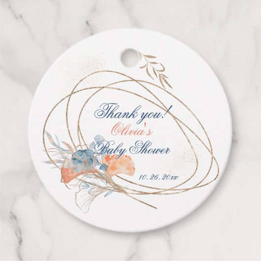 Onder het Zee Waterverf Baby shower Bedankjes Labels (Voorkant)