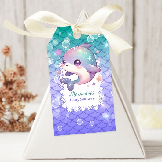Onder het Zee Waterverf Baby shower Cadeaulabel