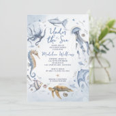 Onder het Zee Waterverf Baby shower Kaart (Staand voorkant)