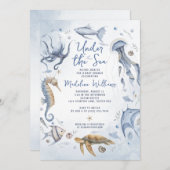 Onder het Zee Waterverf Baby shower Kaart (Voorkant / Achterkant)
