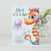 Onder het Zee Waterverf Baby shower Kaart (Staand voorkant)