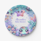 Onder het Zee Waterverf Baby shower Papieren Bordje (Voorkant)