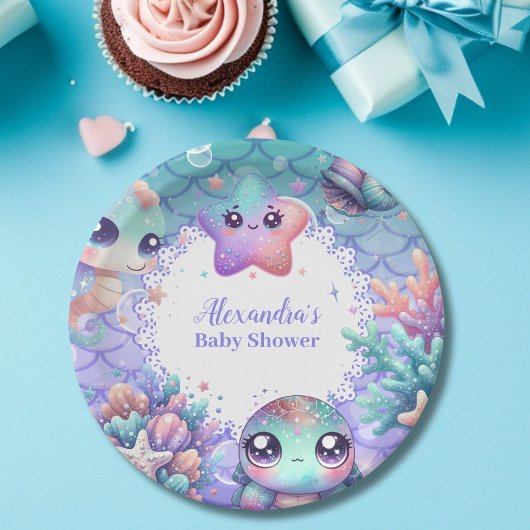 Onder het Zee Waterverf Baby shower Papieren Bordje