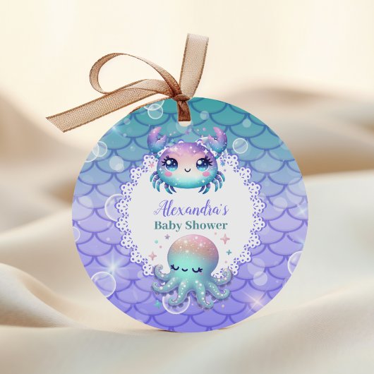 Onder het Zee Waterverf Baby shower Ronde Sticker
