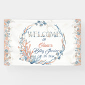 Onder het Zee Waterverf Baby shower Spandoek (Horizontaal)