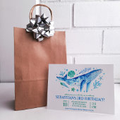 Onder het Zee Waterverf Blue Whale 3rd Birthday Kaart