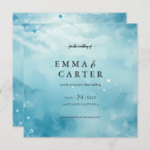 Onder het Zee Waterverf bruiloft aankondiging (Voorkant / Achterkant)