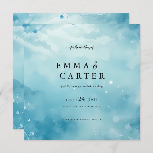 Onder het Zee Waterverf bruiloft aankondiging (Voorkant / Achterkant)