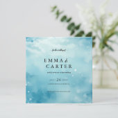 Onder het Zee Waterverf bruiloft aankondiging (Staand voorkant)