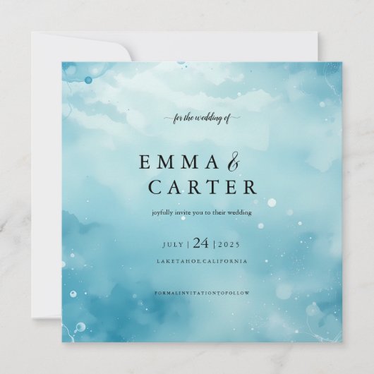 Onder het Zee Waterverf bruiloft aankondiging (Voorkant)