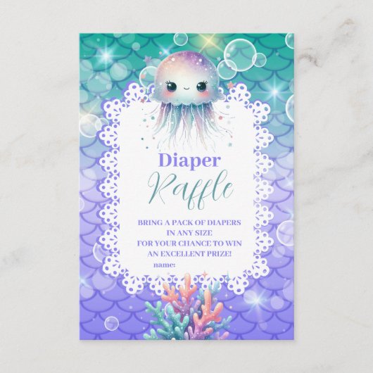 Onder het Zee Waterverf Diapper Raffle Informatiekaartje (Voorkant)