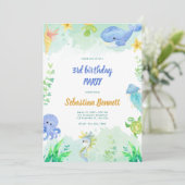 Onder het Zee waterverf Dieren 3e Verjaardag Kaart (Staand voorkant)