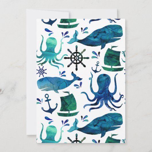 Onder het Zee Waterverf Kinder walvis Verjaardag Kaart (Achterkant)